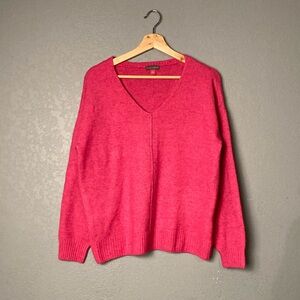 NWT Vince Camuto V-Neck Slub-Knit Sweater ~ Small ~ Vivid Pink